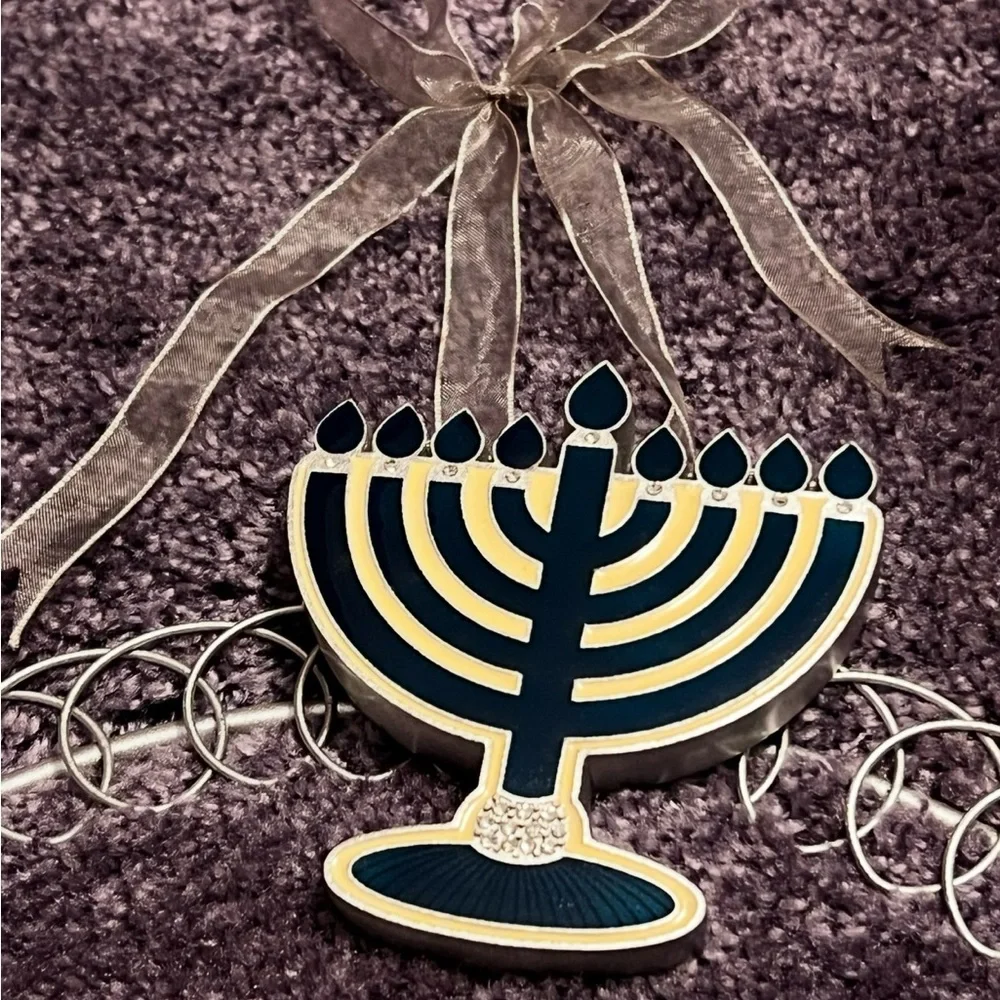 Silver and Blue Menorah Wall Decor-Perfect for Hanukkah-New-Metal